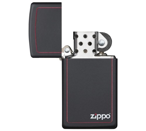 Зажигалка ZIPPO Slim® с покрытием Black Matte, латунь/сталь, чёрная, матовая, 29x10x60 мм