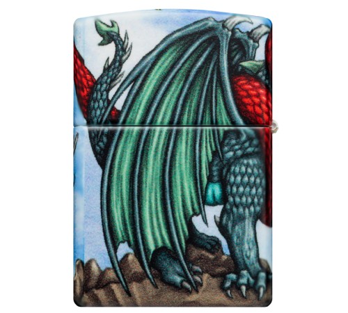 Зажигалка Zippo Dragon с покрытием White Matte, латунь/сталь, разноцветная, матовая, 38x13x57 мм
