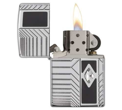 Зажигалка ZIPPO Armor® с покрытием High Polish Chrome, латунь/сталь, серебристая, 38x13x57 мм