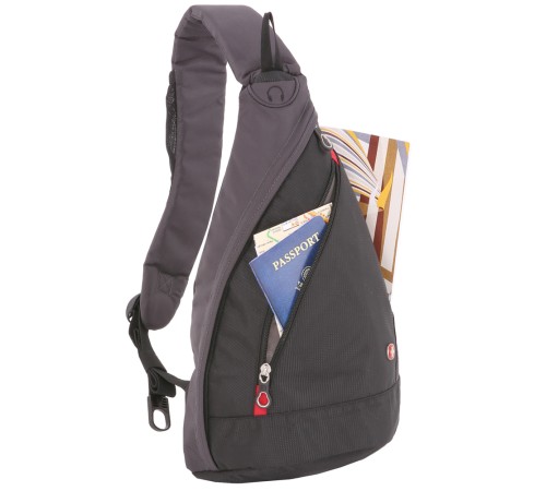 Рюкзак SWISSGEAR с одним плечевым ремнем, черный/серый, 25x15x45 см, 7 л