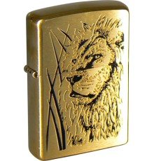 Зажигалка ZIPPO Proud Lion, с покрытием Brushed Brass, латунь/сталь, золотистая, 38x13x57 мм