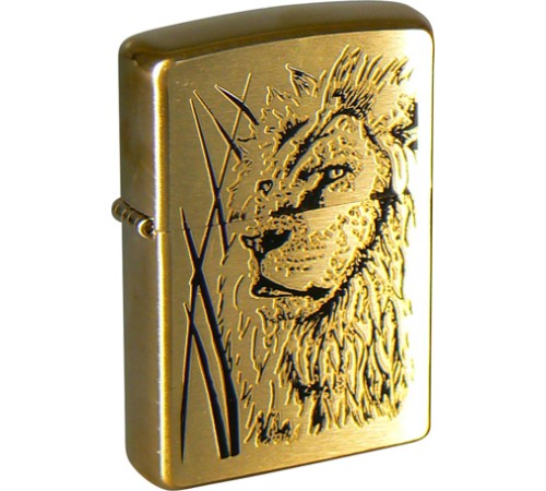 Зажигалка ZIPPO Proud Lion, с покрытием Brushed Brass, латунь/сталь, золотистая, 38x13x57 мм