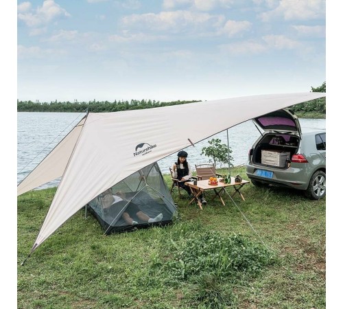 Тент  Naturehike Car Rear Canopy NH21TM001, 590*340 см для кемпинга песочный  (с тремя стойками), 6927595777831