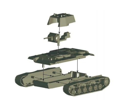 Сборная модель ZVEZDA Советский танк КВ-1 с пушкой Ф32, 1/100