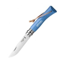 Нож Opinel №7 Trekking, нержавеющая сталь, кожаный темляк, синий, 001441