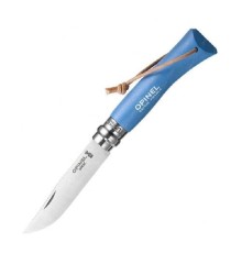 Нож Opinel №7 Trekking, нержавеющая сталь, кожаный темляк, синий, 001441