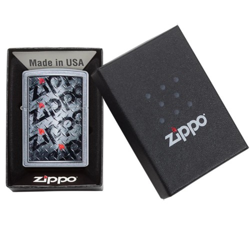 Зажигалка ZIPPO Diamond с покрытием Street Chrome™, латунь/сталь, серебристая, матовая, 38x13x57 мм