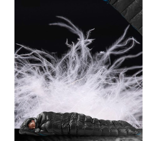 Мешок спальный Naturehike CW400 NH18C400-D с гусинным пухом, размер L, черный, молния слева, 6927595761670L