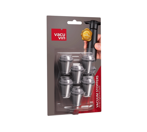 Пробки для вакуумного насоса серые Vacu Vin Grey 6 шт.