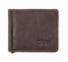 Зажим для денег ZIPPO, коричневый, натуральная кожа, 10,5x1x9 см