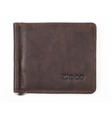Зажим для денег ZIPPO, коричневый, натуральная кожа, 10,5x1x9 см