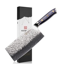 Нож из дамасской стали для мяса Keemake 7 Inch Cleaver Knife, синий