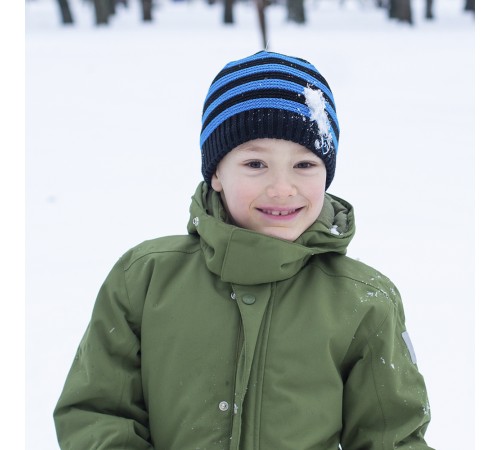Детская водонепроницаемая шапка DexShell Children Beanie Stripe, DH552BU синяя, DH552BU
