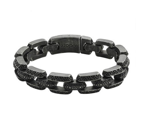 Браслет ZIPPO Antique Link Bracelet, серый, нержавеющая сталь, 22 см
