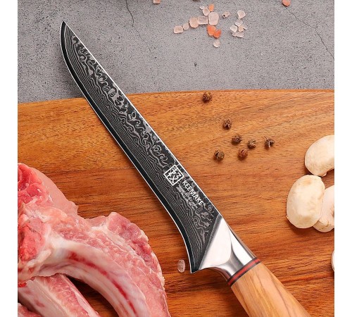 Нож обвалочный из дамасской стали Keemake 6 Inch Boning Knife Phoenix, бежевый