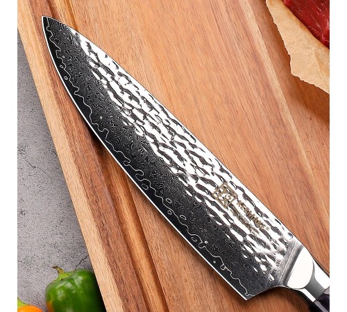 Нож шеф-повара из дамасской стали Keemake 8 Inch Chef Knife, синий