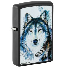 Зажигалка ZIPPO Feed the Good Wolf с покрытием Black Matte, латунь/сталь, черная,матовая,38x13x57 мм