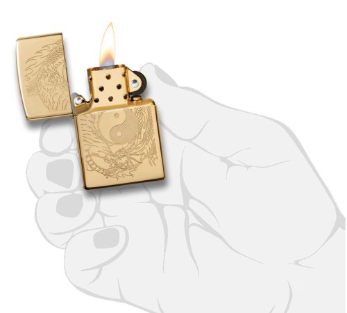 Зажигалка ZIPPO Classic с покрытием High Polish Brass, латунь/сталь, золотистая, 38x13x57 мм