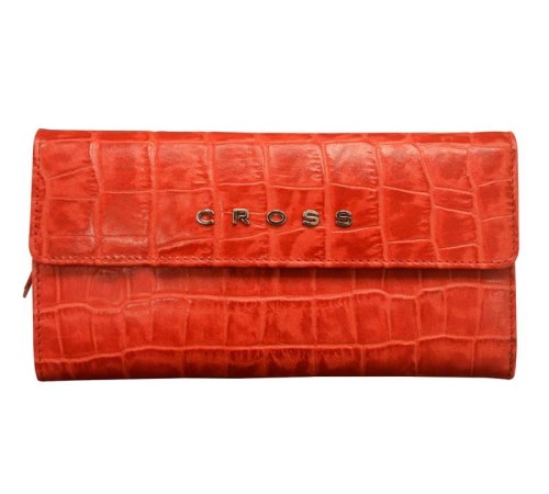Кошелёк Cross Bebe Coco, кожа наппа фактурная, цвет красный/бежевый, 19,5 х 10,5 х 3 см
