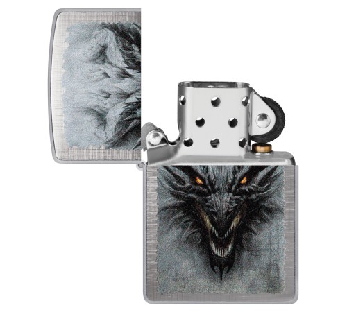 Зажигалка ZIPPO Dragon Design с покрытием Linen Weave, латунь/сталь, серебристая, 38x13x57 мм