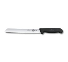 Нож для хлеба VICTORINOX Fibrox с волнистым лезвием 21 см, чёрный