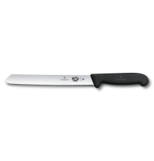 Нож для хлеба VICTORINOX Fibrox с волнистым лезвием 21 см, чёрный