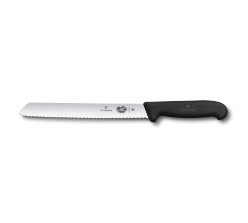 Нож для хлеба VICTORINOX Fibrox с волнистым лезвием 21 см, чёрный