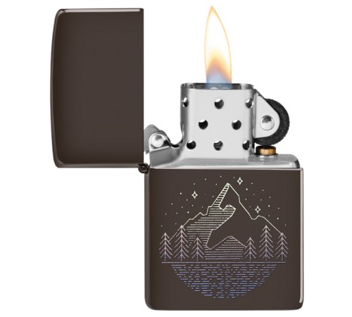 Зажигалка ZIPPO Mountain Design с покрытием Brown, латунь/сталь, коричневая, матовая, 38x13x57 мм