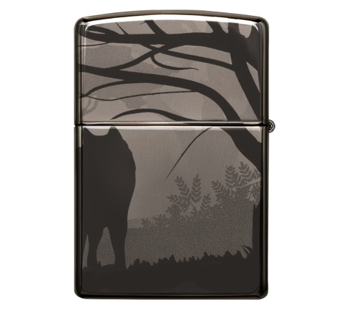 Зажигалка ZIPPO Classic с покрытием Black Ice®, латунь/сталь, чёрная, глянцевая, 38x13x57 мм