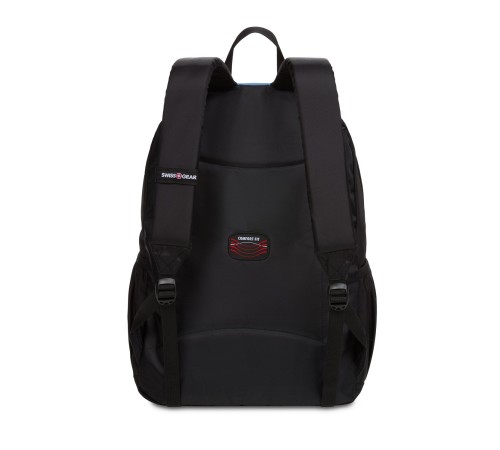 Рюкзак SWISSGEAR, чёрный/голубой, полиэстер 420D, 32х14х45 см, 20 л