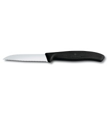 Нож для овощей VICTORINOX SwissClassic, лезвие 8 см с волнистой заточкой, чёрный