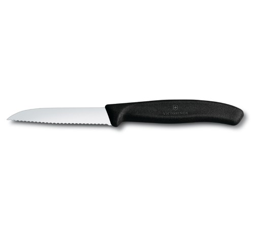 Нож для овощей VICTORINOX SwissClassic, лезвие 8 см с волнистой заточкой, чёрный