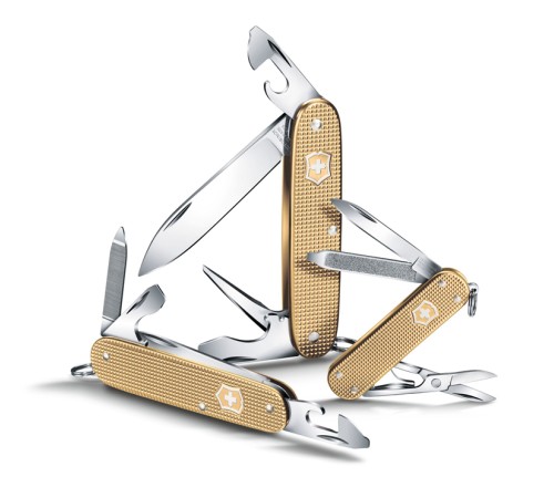 Нож-брелок VICTORINOX Classic Alox, 58 мм, 5 функций, алюминиевая рукоять, золотистый