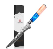 Нож обвалочный из дамасской стали Keemake 6 Inch Boning Knife Blue Sky, синий + бежевый