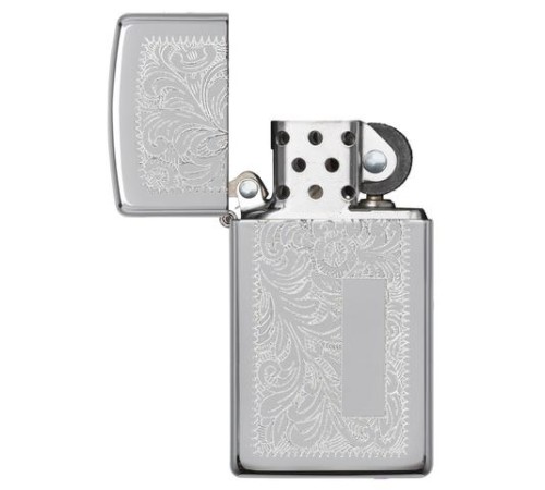 Зажигалка ZIPPO Slim® Venetian® с покрытием High Polish Chrome, латунь/сталь, 29x10x60 мм