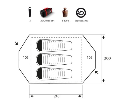 Палатка Trimm Extreme VISION-DSL, оранжевый 3, 49257