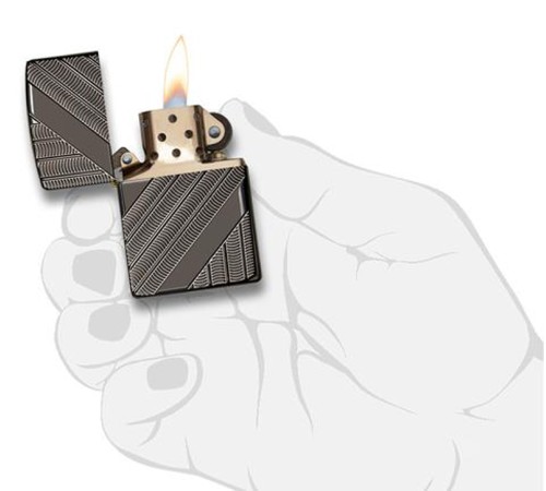 Зажигалка ZIPPO Armor™ с покрытием High Polish Black Ice®, латунь/сталь, чёрная, 37х13x58 мм
