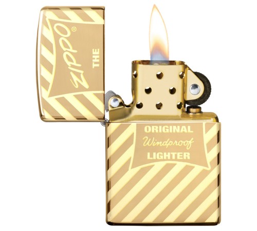 Зажигалка ZIPPO Vintage Box Top с покрытием High Polish Brass, латунь/сталь, золотистая, 38x13x57 мм