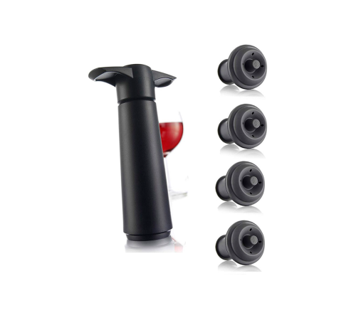 Вакуумный насос для вина Vacu Vin Black + 4 пробки