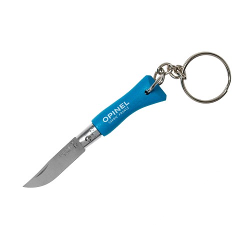 Нож-брелок Opinel №2, нержавеющая сталь, голубой, 001428B