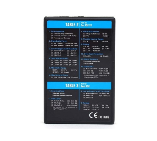 Карта программирования регулятора Hobbywing General LED Program Card