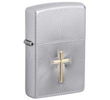 Зажигалка ZIPPO Cross Design с покрытием Satin Chrome, латунь/сталь, серебристая, 38x13x57 мм