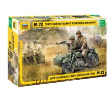 Сборная модель ZVEZDA Советский мотоцикл М-72 с коляской и экипажем, 1/35