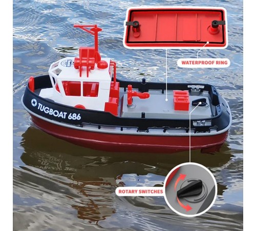 Радиоуправляемый буксир Heng Long Tugboat  (черный) 2.4G 1/72 RTR
