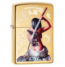 Зажигалка ZIPPO Mazzi® с покрытием High Polish Brass, латунь/сталь, золотистая, 38x13x57 мм