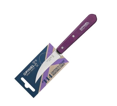 Нож для чистки овощей Opinel №114, деревянная рукоять, нержавеющая сталь, сливовый, блистер, 001924