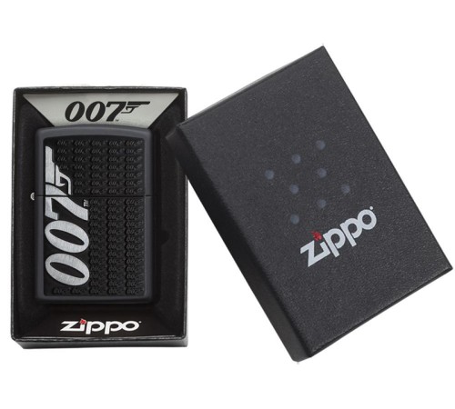 Зажигалка ZIPPO James Bond 007™ с покрытием Black Matte, латунь/сталь, чёрная, матовая, 38x13x57 мм