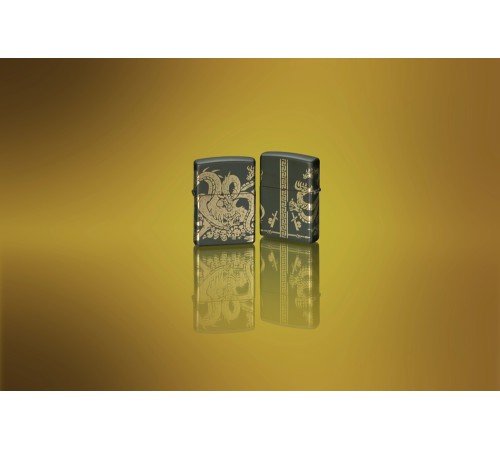 Зажигалка ZIPPO Dragon Design с покрытием Green Matte, латунь/сталь, зеленая, матовая, 38x13x57 мм