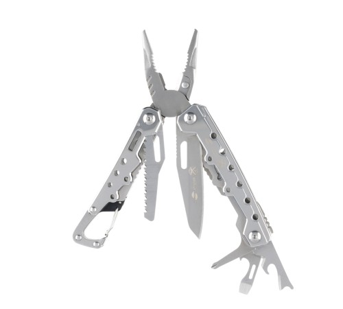 Мультитул Stinger, 105x40 мм, 12 функций, сталь, серебристый, в комплекте нейлоновый чехол