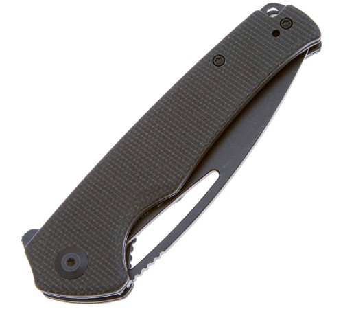 Складной нож SENCUT Mims 9Cr18MoV Steel Black Stonewashed Handle Dark Green Canvas Micarta